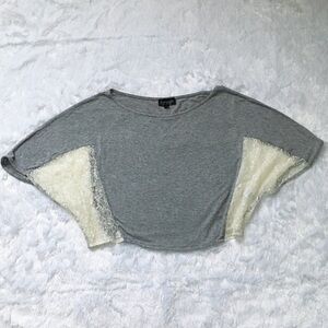 NWOT Topshop Gray and Cream Lace Crop Top, size 4